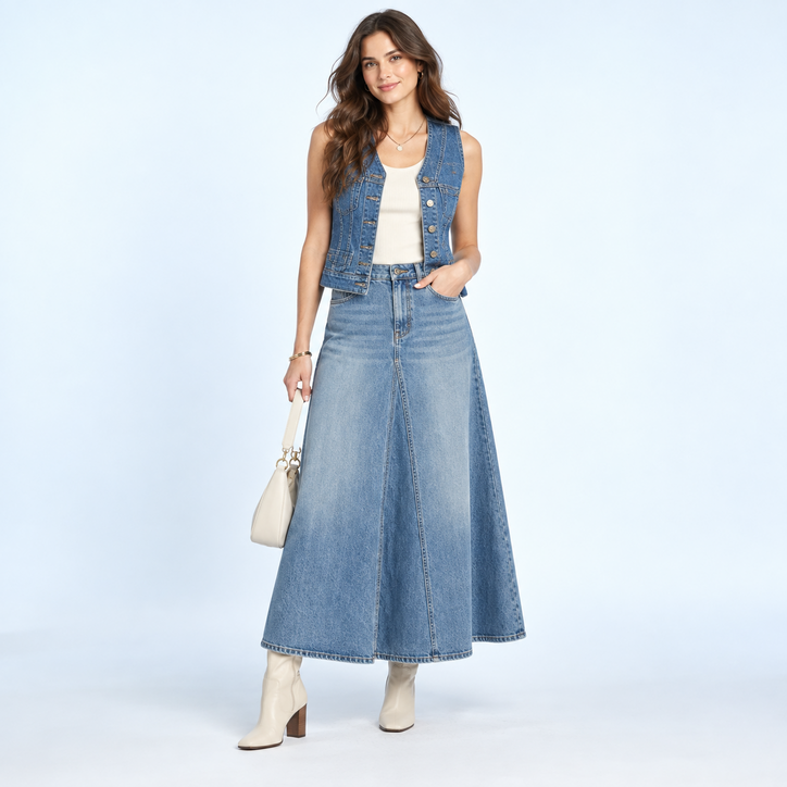 05-Denim-Vest-and-A-Line-Maxi-Skirt